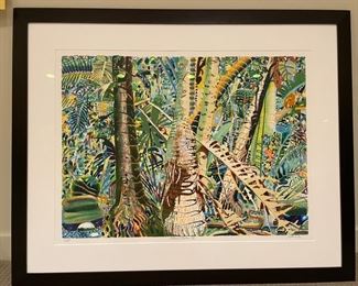 “Botanical Gardens” by Michael Adams signed and numbered lithograph of the Seychelles. Lithograph measures 39" W x 32" H. Photo 1 of 3.
