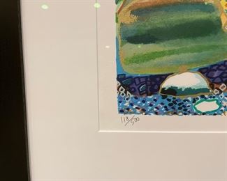 “Botanical Gardens” by Michael Adams signed and numbered lithograph of the Seychelles. Lithograph measures 39" W x 32" H. Photo 2 of 3.