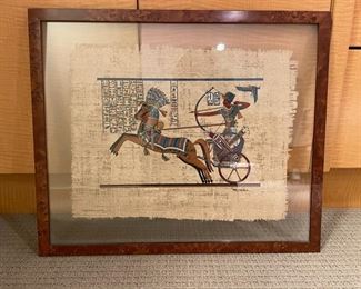 Framed Egyptian silkscreen on parchment. Photo 1 of 3. Measures 24" W x 20" H. Photo 1 of 3.