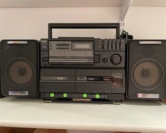 AIWA portable dual cassette stereo. Photo 1 of 2.