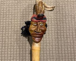 Handle of walking stick.