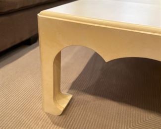 Custom Mattaliano "Frank Oriental" Vellum Coffee Table. Surface is sealed with a clear lacquer coat. Measures 54" x 54" x 16" H. Photo 3 of 3.