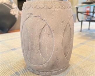 Lovell Fridstein Ltd. custom designed stone garden stool with marble top. Each measures 24" H x 18" D at center, 13" D at bottom and 14" D at the top. Photo 1 of 2.