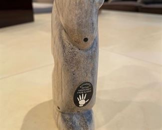 Edward Tocktoo fossil whalebone sculpture. Measures 10" H x 4" W. Photo 2 of 2.