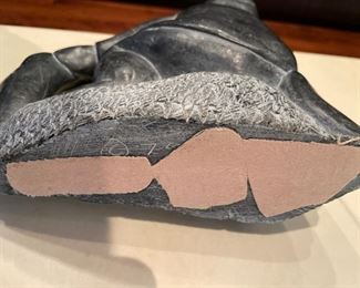 Canadian Eskimo soapstone sculpture "Hunter" by Isa Andlaluk. Measures 11" H x 9" W. Photo 4 of 4.