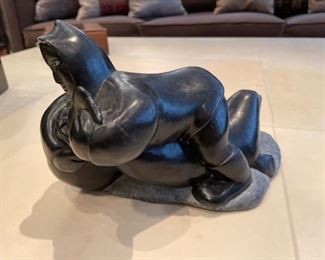 Canadian Eskimo soapstone sculpture by Joshua Sheep. Measures 9.5" W x 7" H. Photo 2 of 3.