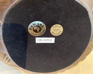 Zawadi cold cast bronze elephant vase. Photo 2 of 2.