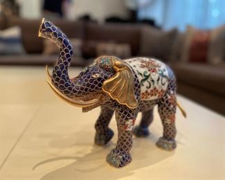 Chinese cloisonné elephant. Measures 10" L x 8.5" H. Photo 1 of 2.