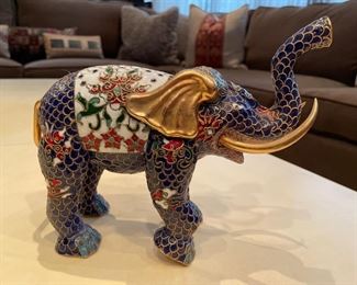 Chinese cloisonné elephant. Measures 10" L x 8.5" H. Photo 2 of 2.