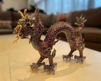Chinese cloisonné dragon. Measures 12" L x 10.5" H. Photo 1 of 3.