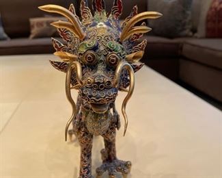 Chinese cloisonné dragon. Measures 12" L x 10.5" H. Photo 2 of 3.