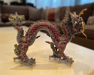 Chinese cloisonné dragon. Measures 12" L x 10.5" H. Photo 3 of 3.