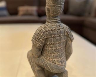 Chinese carved stone warrior with stamp. Measures 12" x 5." Photo 3 of 3.