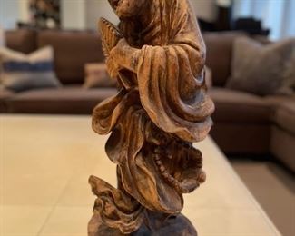 18th Century wood carving of bishop. Measures 20" H x 6" D. Photo 2 of 4.