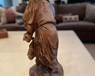 18th Century wood carving of bishop. Measures 20" H x 6" D. Photo 4 of 4.