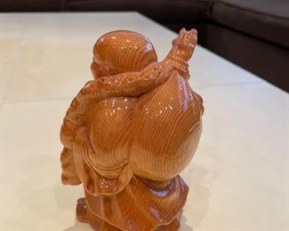 Glazed wood Buddha. Measures 6" x 3". Photo 3 of 3.