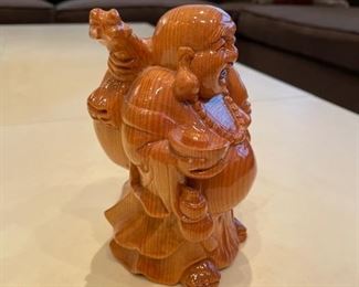 Glazed wood Buddha. Measures 6" x 3". Photo 2 of 3.
