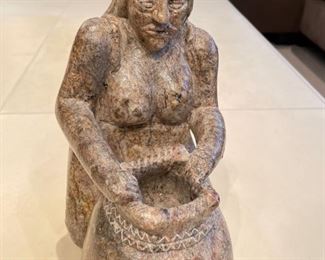 Iroquois carve statue "Dropping Pebbles in Water.” Measures 5" W x 8.5" H x 8" D. Signed by Hoyanation. Photo 1 of 2.