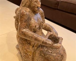 Iroquois carve statue "Dropping Pebbles in Water.” Measures 5" W x 8.5" H x 8" D. Signed by Hoyanation. Photo 2 of 2.