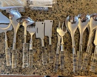 Sample lucite serving pieces/utensils.