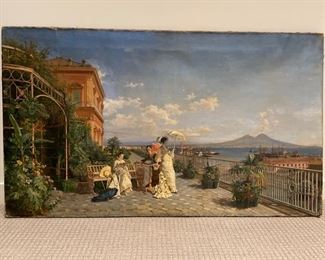 Antique Giuseppe Castiglione oil painting. Measures approximately 36” W x 24” H. Photo 1 of 2.