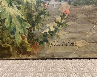 Antique Giuseppe Castiglione oil painting. Measures approximately 36” W x 24” H. Photo 2 of 2.