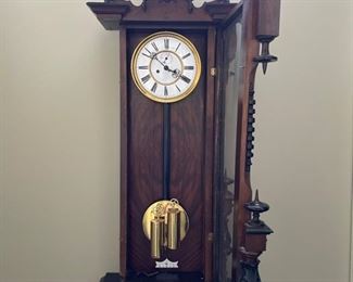 "Jenny Lind" Viennese Regulator Clock circa 1860 - 1870. Case is rosewood veneer over yellow pine wood. Photo 1 of 4.