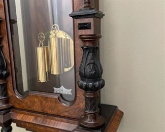 "Jenny Lind" Viennese Regulator Clock circa 1860 - 1870. Case is rosewood veneer over yellow pine wood. Photo 4 of 4.