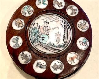 Antique Chinese Zodiac pocket compass. Photo 1 of 3.