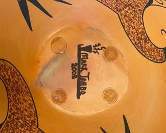 Mark Tahbo (Tewa, Spider Clan) signed pottery. Photo 2 of 2.