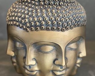 Faux flower arrangement in Buddha Faces vase. Photo 3 of 3.