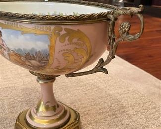 Porcelain and Brass Pedestal Bowl. Photo 2 of 4.