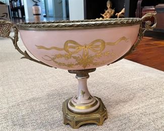 Porcelain and Brass Pedestal Bowl. Photo 4 of 4.