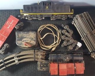 Lionel Train Engine, Box Car, Track, Parts