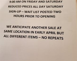 Opens 4 pm Thursday; 9 am Friday