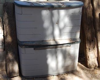 2 RUBBERMAID OUTDOOR STORAGE CHESTS