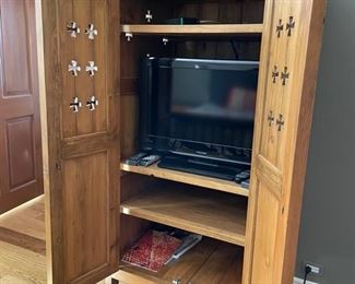 Vintage wardrobe with Formee Cross cutouts. Measures 31" W x 25.5" D x 69" H. Photo 3 of 3.