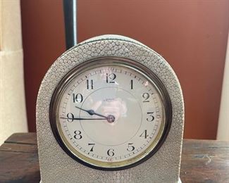 Lenoir Faux Shagreen & Ivory Mangle Clock. Photo 1 of 2.