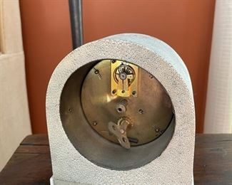 Lenoir Faux Shagreen & Ivory Mangle Clock. Photo 2 of 2.