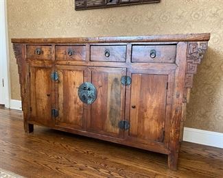 Golden Triangle: Antique Coffer Table/Sideboard. Shanxi, China C. 1800. Jumu Wood. Measures 62" W x 20.25" D x 33.5" H. Photo 1 of 3.