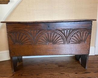 18th Century English Oak Coffer. Measures 33" x 14" D x 20" H. Photo 1 of 5.