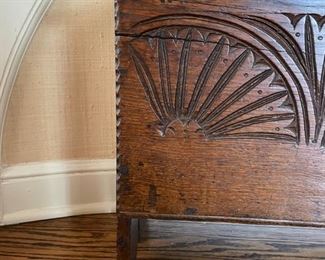 18th Century English Oak Coffer. Measures 33" x 14" D x 20" H. Photo 2 of 5.