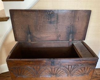 18th Century English Oak Coffer. Measures 33" x 14" D x 20" H. Photo 3 of 5.