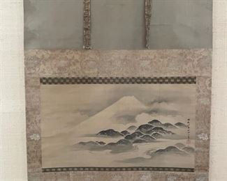 Antique Japanese hanging scroll “Mt Fuji” by Tan yu." Ink on silk. Photo 1 of 3.