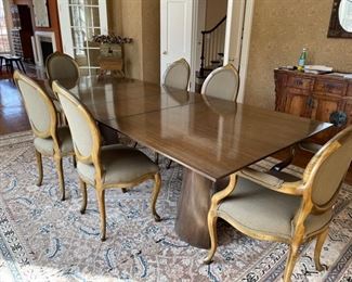 Custom Dining Table. Measures 104 - 120" L x 29" H 42" W. Comes with two 16" leaves. Photo 1 of 3.