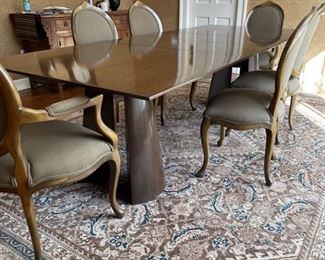 Custom Dining Table. Measures 104 - 120" L x 29" H 42" W. Comes with two 16" leaves. Photo 2 of 3.