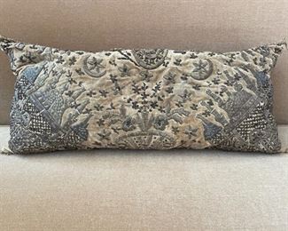 19th Century Turkish Metallic Embroidery on Velvet Pillow - 2 available.