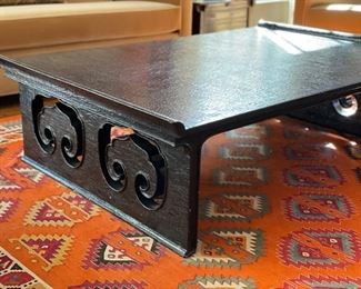 Rozmallin Asian motif crackle finish cocktail table. Measures 60" W x 40" D x 17" H. Photo 1 of 4.