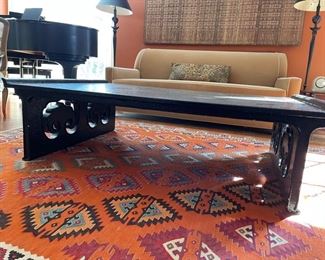 Rozmallin Asian motif crackle finish cocktail table. Measures 60" W x 40" D x 17" H. Photo 4 of 4.