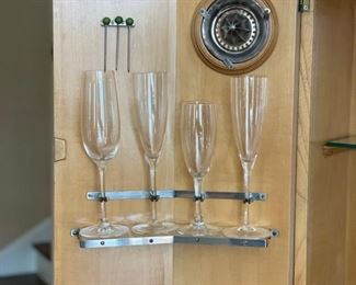 Art Deco Bar Cabinet with burl wood veneer paneling. Measures 43" W x 21" D x 66" H. Photo 5 of 7.